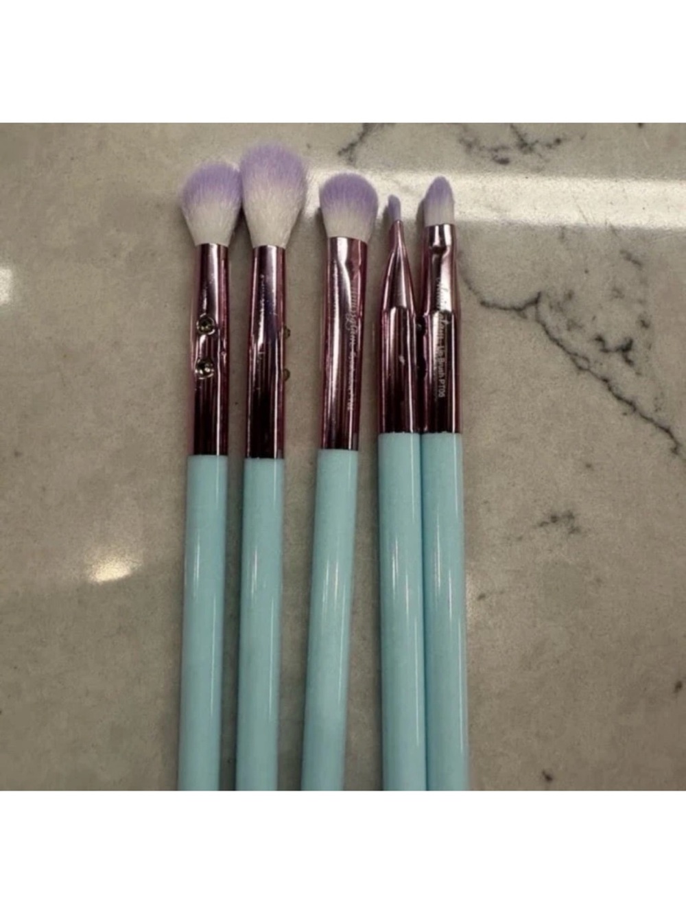 Nordstrom Light Blue Handle Makeup Brush Set with Lavender Tips